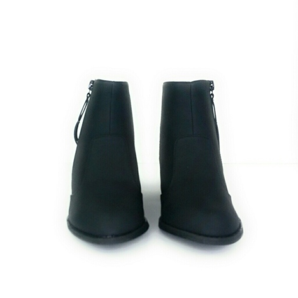 Womens Open Heel Closed Toe Zip Bootie Black Vegan - Picture 6 of 8